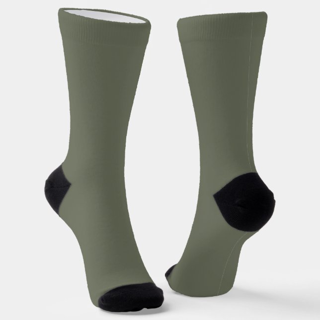 Moss Green Crew Socks – Customizable Pair (Angled)
