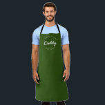 Moss Green Custom Name Year Master Baker Daddy Apron<br><div class="desc">Lots of talent coming out of that kitchen. Encourage Master Baker Daddy to keep those sweet treats coming with this personalized, modern and unique apron. Customize the words and established year as you need. This dad apron is moss green with white type. Stylish typography style treatment. Makes for a great...</div>