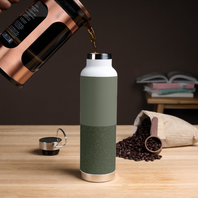 Moss Green Custom Water Bottle – Modern Split (Coffee)