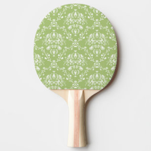 Moss Green Damask Ping Pong Paddle