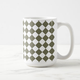 Moss Green Diamond Check pattern Coffee Mug