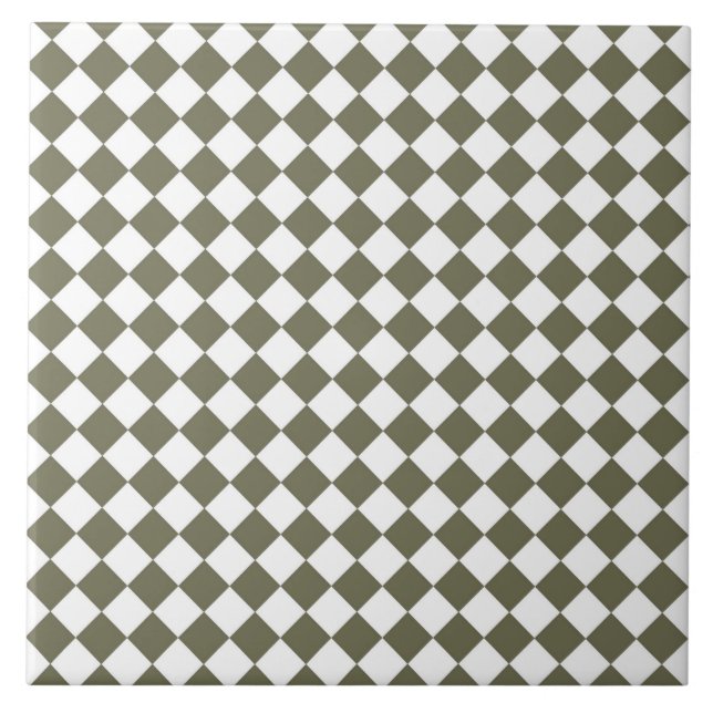 Moss Green Diamond Check pattern Tile (Front)