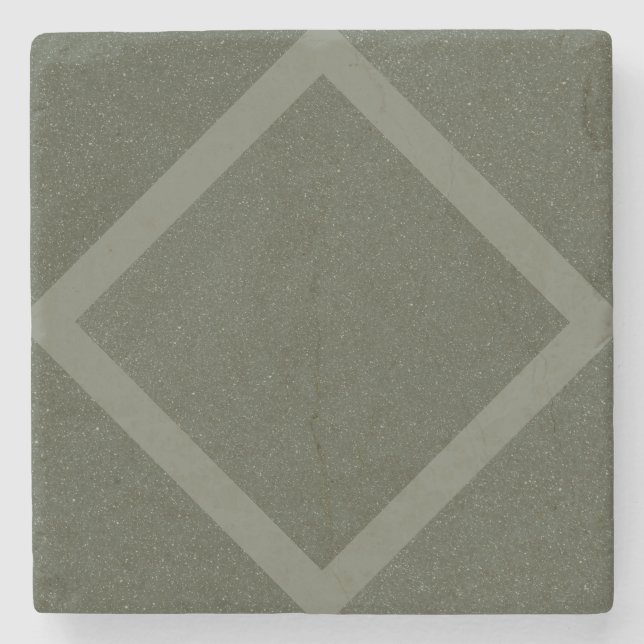 Moss Green Diamond Pattern Stone Coaster (Front)