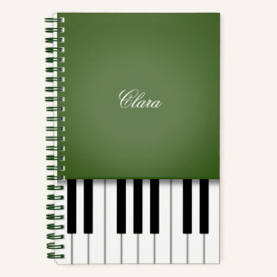 Moss Green Elegant Piano Keyboard Personalized Notebook