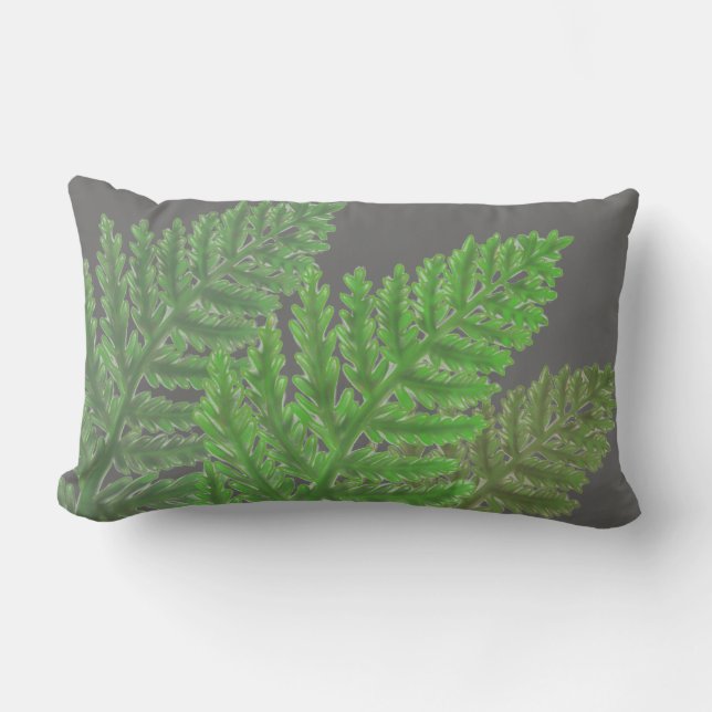 Moss Green Fern Lumbar Pillow (Front)