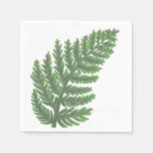 Moss Green Fern watercolor botanical Napkin