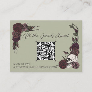 Moss Green Floral Skull & Ink QR Card