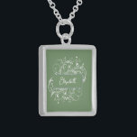 Moss Green Flourish Necklace<br><div class="desc">Personalize a unique gift for your bridesmaids with a Moss Green Flourish Necklace.  Necklace design features an elegant leafy flourish with matching coloured background. Personalize with the bridesmaid's name for a cherished reminder of your big day. Additional wedding stationery available with this design as well.</div>