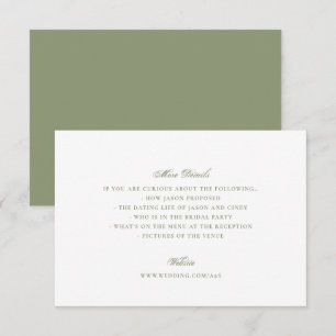 Moss Green Formal Classic Elegant Wedding Enclosure Card