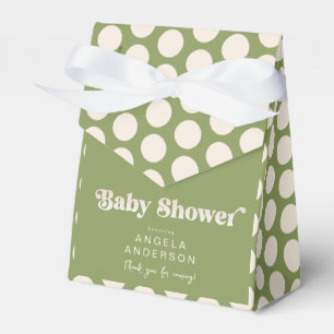 Moss Green Geometric Baby Shower Thank You Favor Box