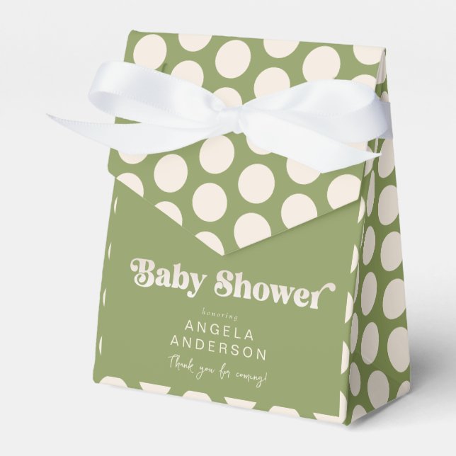 Moss Green Geometric Baby Shower Thank You Favor Box (Front Side)