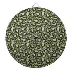 Moss Green Glamorous Leopard Spots Animal Print Dartboard