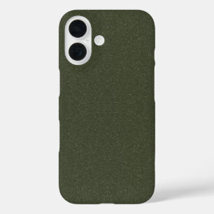 Moss Green Glitter iPhone 16 Case – Customizable