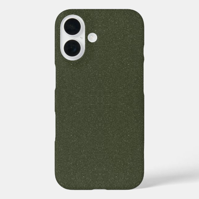 Moss Green Glitter iPhone 16 Case – Customizable (Back)