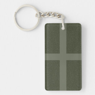 Moss Green Grid Cross Acrylic Keychain – Customize