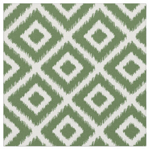 Moss Green Ikat Diamonds Fabric