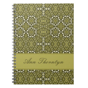 Moss Green Kaleidoscope Pattern Custom Notebook