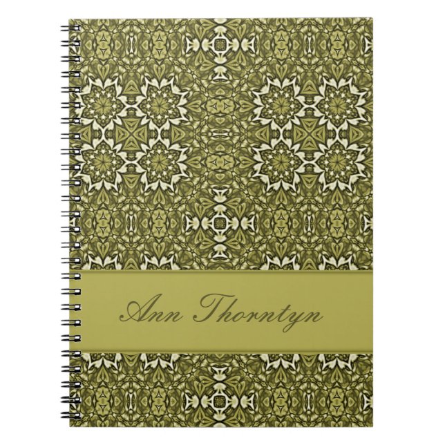 Moss Green Kaleidoscope Pattern Custom Notebook (Front)