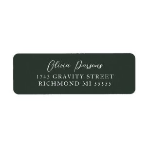 Moss Green Modern Elegantly Scripted Address Label