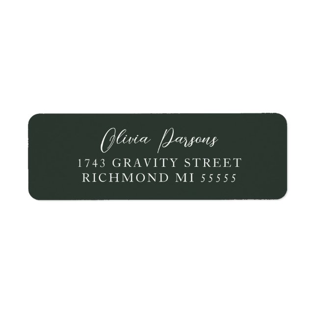 Moss Green Modern Elegantly Scripted Address Label (Front)