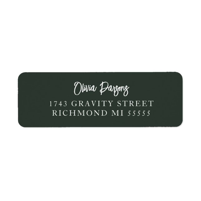 Moss Green Modern Hand Lettered Script Address (Front)