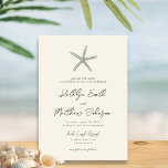 Moss Green Modern Shell Beach Destination Wedding Invitation<br><div class="desc">Moss Green Modern Starfish Shell Beach Ocean Destination Wedding Invitation Card. Celebrate your special day with this elegant and beautiful wedding invitation card to beautify your special occasion. All the texts are pre-arranged for you to personalize easily and quickly with your own details. If you need further customization or matching...</div>