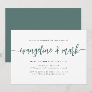 Moss Green   Modern Signature Engagement Party Invitation