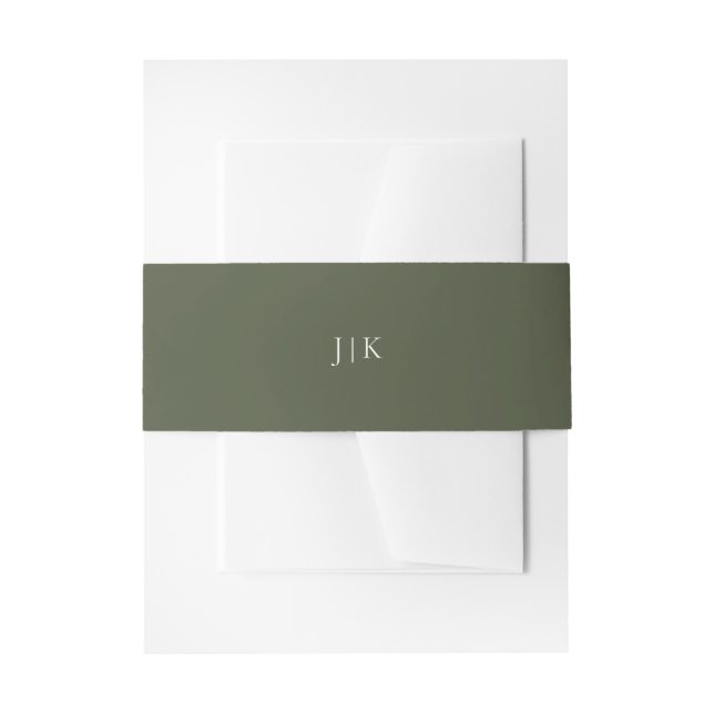 Moss Green Monogram Invitation Belly Band (Front Example)