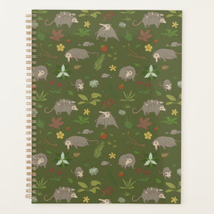 Moss Green Opossum Woodland Botanical Planner