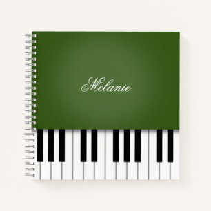 Moss Green Piano Music Keyboard Personalized Notebook