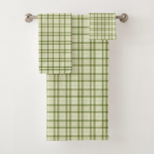 Moss Green Plaid Bath Towel Set
