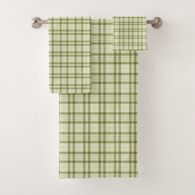 Moss Green Plaid Bath Towel Set (Insitu)