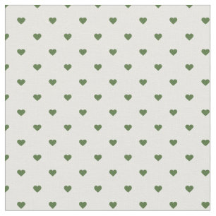 Moss Green Polka Dot Hearts Fabric