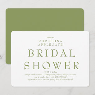 Moss Green Rounded Simplicity  Bridal Shower Invitation