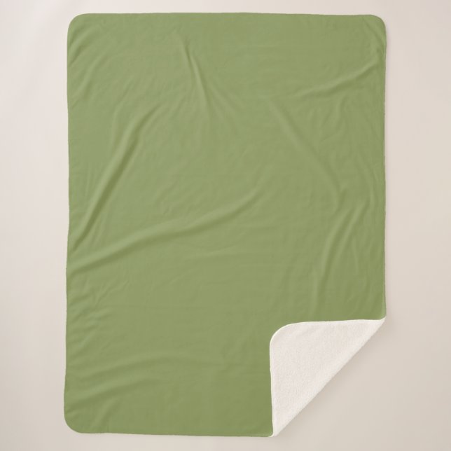 Moss Green Solid Colour Sherpa Blanket (Front)