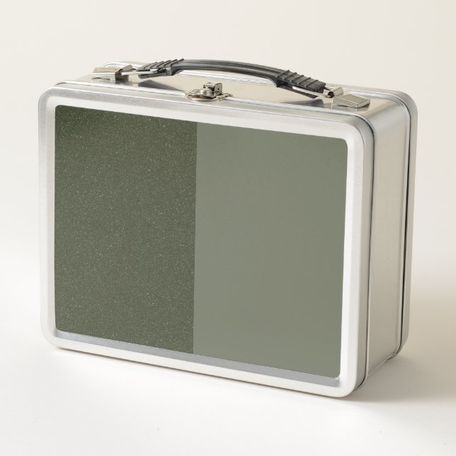 Moss Green Split Panel Metal Lunchbox – Customize (Front)
