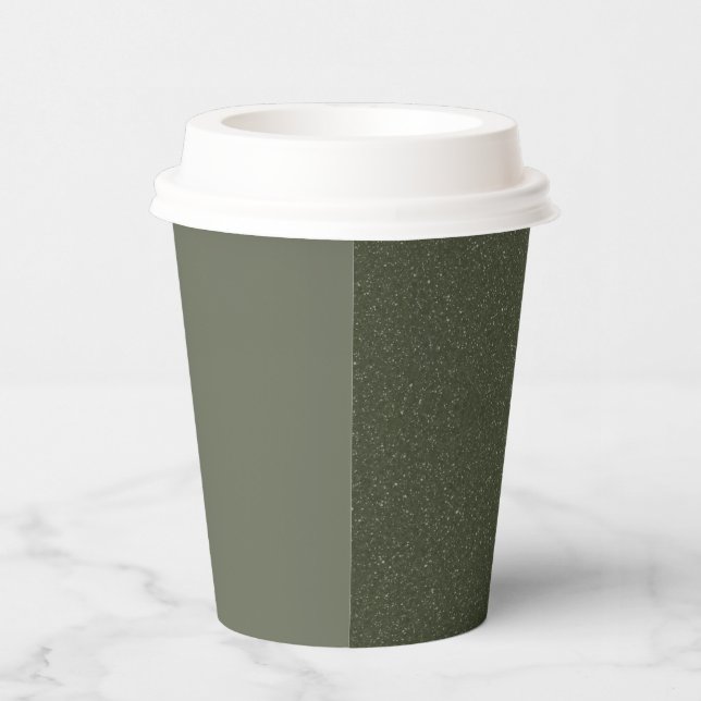 Moss Green Split Paper Cup – Textured Design (Right)