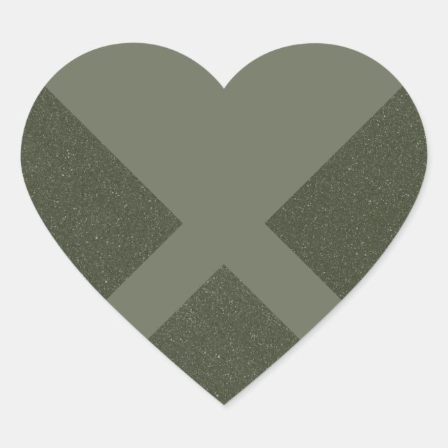 Moss Green Split X Heart Sticker (Front)