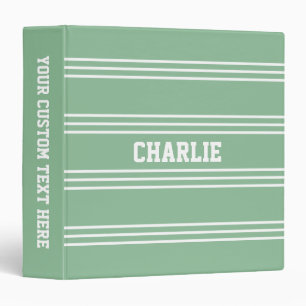 Moss Green Stripes custom monogram binders