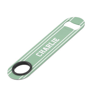 Moss Green Stripes custom monogram bottle opener Speed Bottle Opener