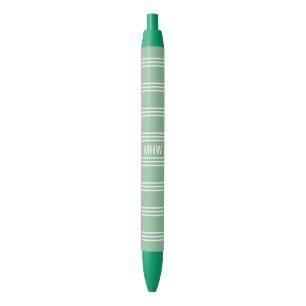 Moss Green Stripes custom monogram pens