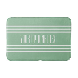 Moss Green Stripes Custom Text bath mats