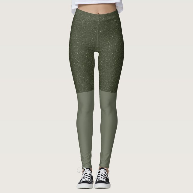 Moss Green Textured Leggings – Customizable (Front)