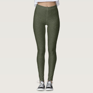 Moss Green Textured Look Leggings – Customizable
