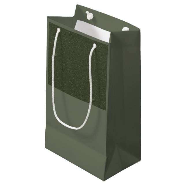 Moss Green Textured Top Gift Bag – Customizable (Front Angled)