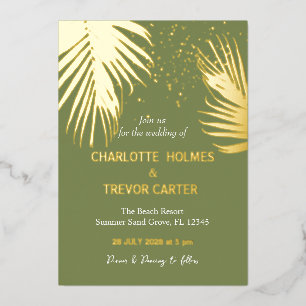 Moss Green Tropical Palms Summer Beach Wedding