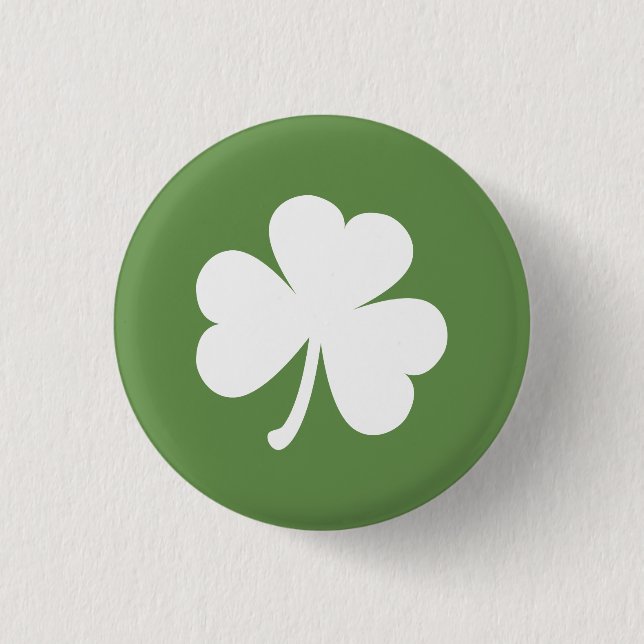 Moss Green w/ Irish Shamrock 1 Inch Round Button (Front)