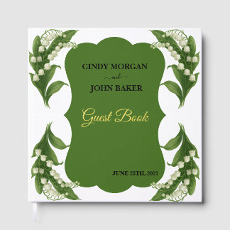 Moss Green Wedding Guest Book - Lily of the Valley