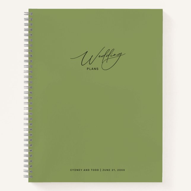 Moss Green Wedding Plans  Notebook (Front)