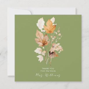 Moss Green Whispers of Fall Bridal Shower Thank  Invitation
